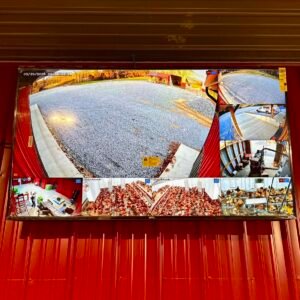 TV showing completed installation of multi-camera project